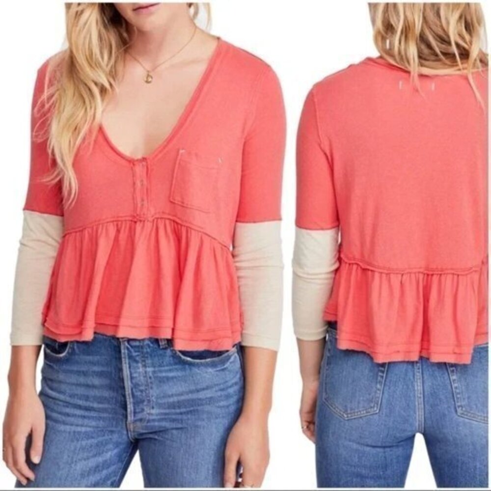 Free People Heart of Mine Colorblock Peplum Top.  XS, S, M, L